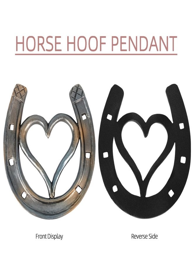 BESTOYARD Heart Shaped Horseshoe Wall Decor | Rustic Western Wall Hanging Sculpture in Black Resin | Farmhouse Equestrian Home Decor & Good Luck Housewarming - Image 3