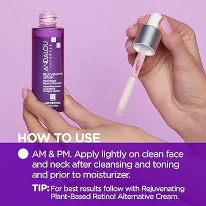 Andalou Naturals Rejuvenating Serum with Plant Based Retinol, 1 Oz - Image 4
