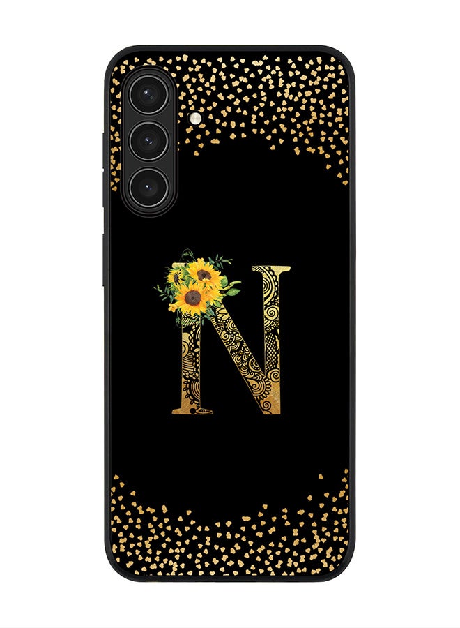 Stylizedd For Samsung Galaxy A17 / A17 4G Case,Slim fit Camera Protection, Shockproof Thin Phone cover  - Custom Floral Monogram - N ( Black )