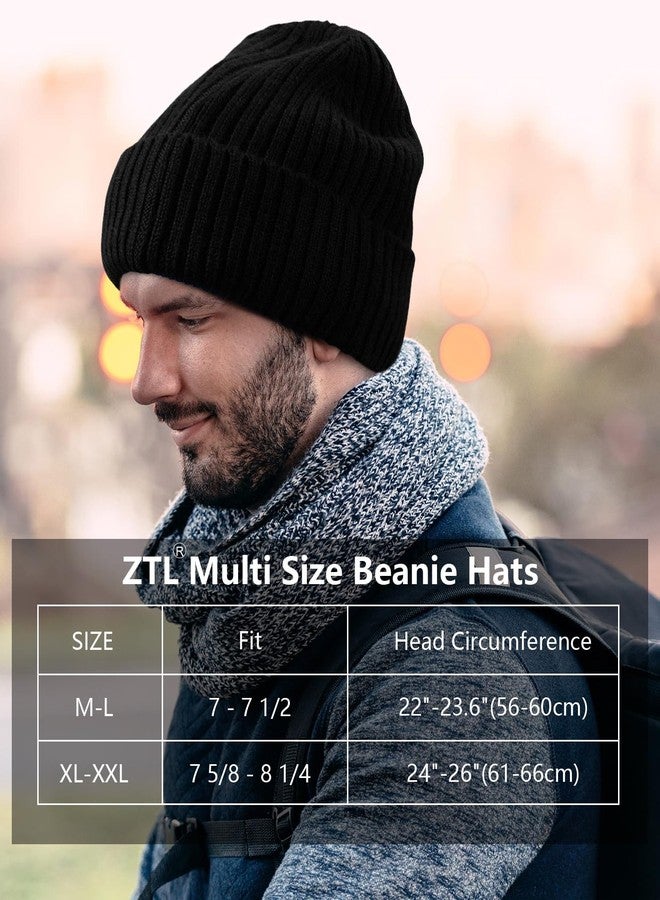 Ztl Oversize XL XXL Merino Wool Beanie for Men Big Head, Large Winter Stocking Hats, Plus Size Cuffed Beanie Skull Cap, Big Knitted Ski Hats Black - Image 2