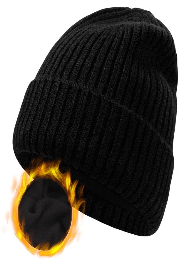 Ztl Oversize XL XXL Merino Wool Beanie for Men Big Head, Large Winter Stocking Hats, Plus Size Cuffed Beanie Skull Cap, Big Knitted Ski Hats Black - Image 1