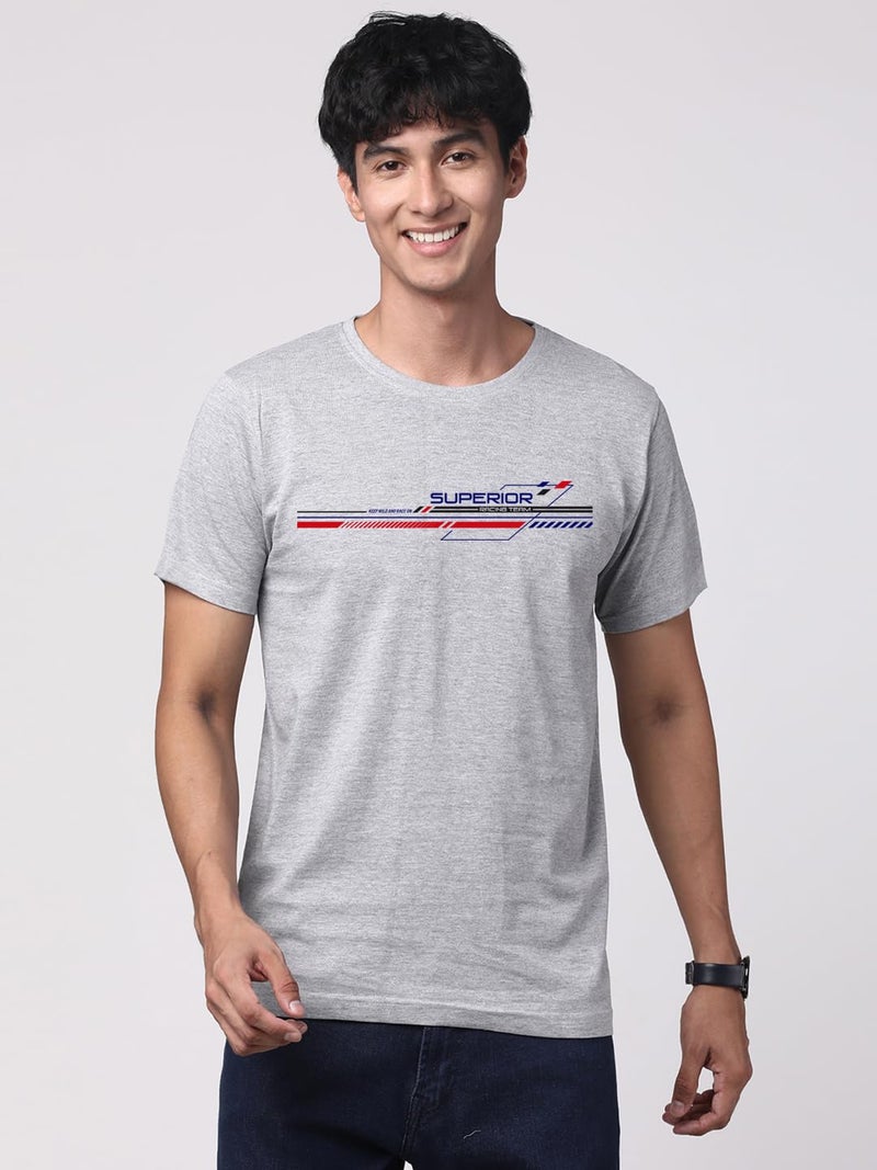 ADRO 100% Cotton Lycra Tshirts for Men Combo Pack of 3 | Regular Fit | Printed T Shirt | Round Neck Half Sleeve| Mens Tshirts|RCM3_Winn-BL_BCL-MR_RAC-GR_M - Image 4