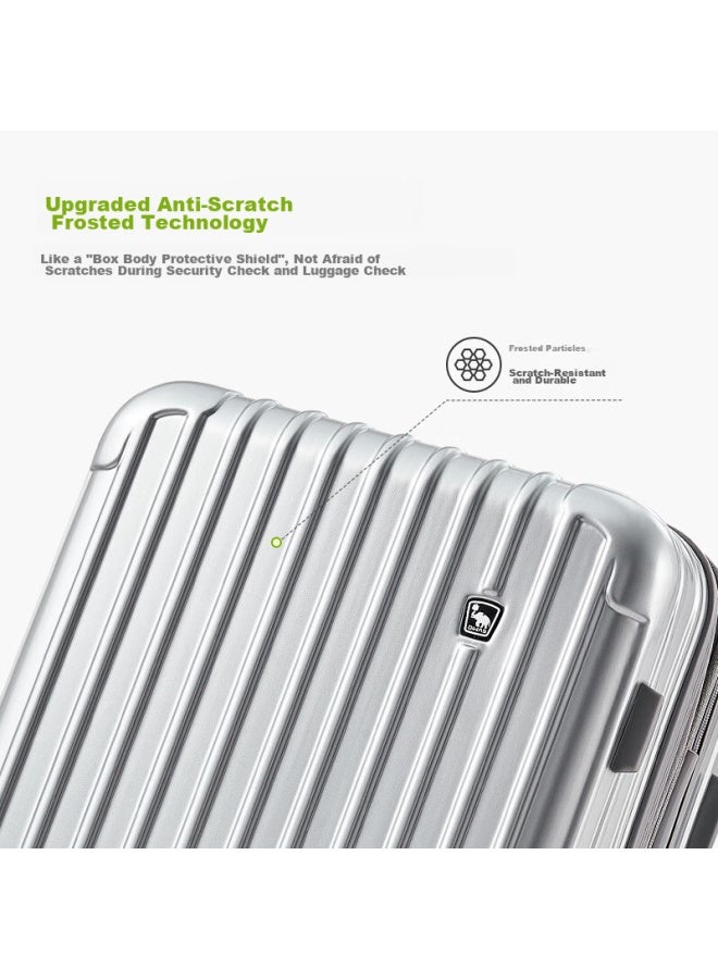 OIWAS Aihua Luggage Suitcase For Women And Men, Travel Case With Large Capacity, Password Lock, 24-inch Expandable Student Suitcase, Starlight Silver - Image 3