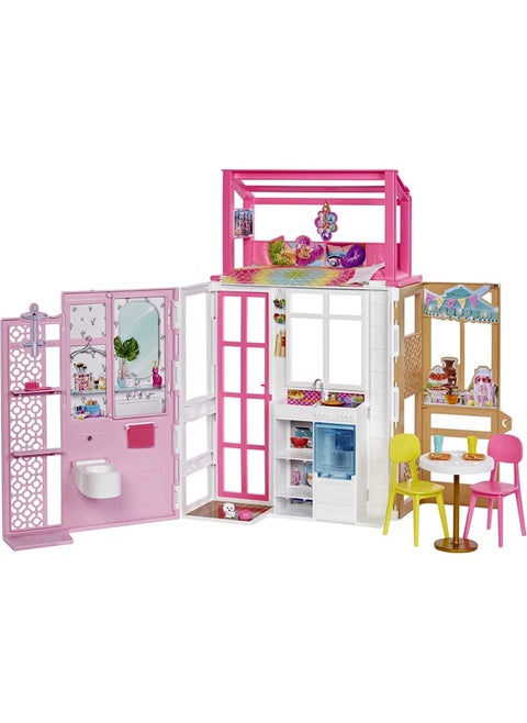 's Portable Portable House, 2 floors and 4 playgrounds, furnished house including puppies and accessories, 3 years and older HCD47