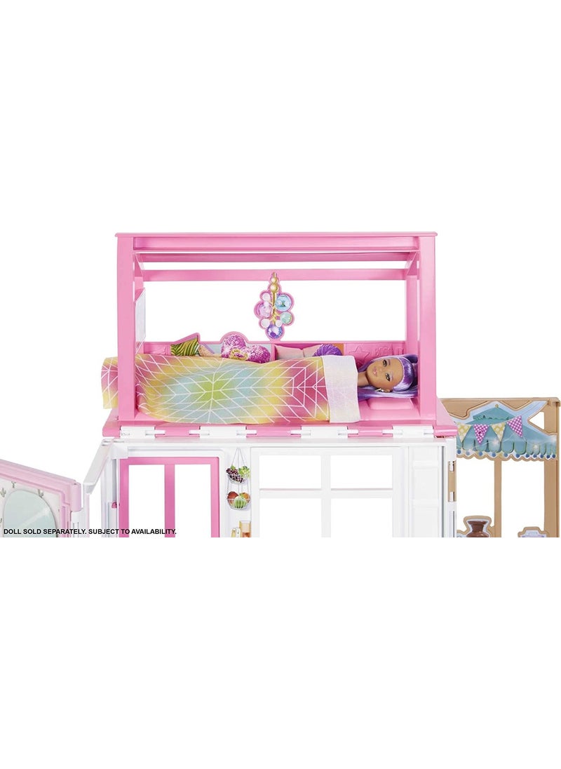 's Portable Portable House, 2 floors and 4 playgrounds, furnished house including puppies and accessories, 3 years and older HCD47