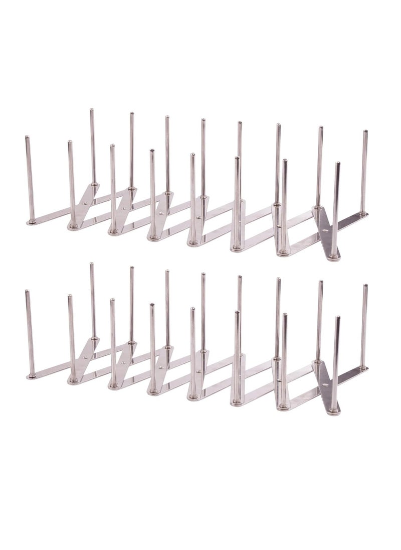 General Pack of 2 Adjustable Stainless Steel Pot Lid Holder, Spareribs Holder, Grill Rib Holder, Stainless Steel Spareribs Holder for Preparing Sparerib or Roasting (16 Pieces Rods)  - Image 1