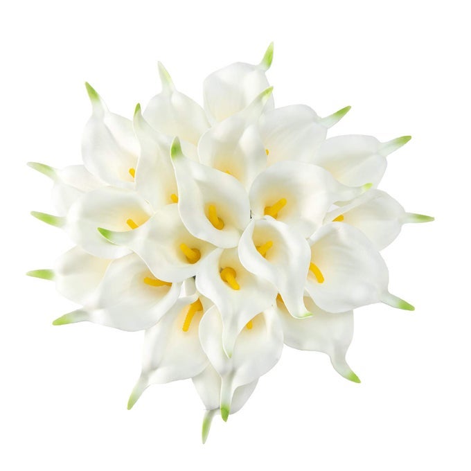 22PCS 134 INCH WHITE LATAEX REAL TOUCH ARTIFICIAL CALLA LILY FLOWERS FOR HOME DECOR FOR SPRING FLOWERS HOME KITCHEN WEDDING DECORATIONS AND CENTERPIECES