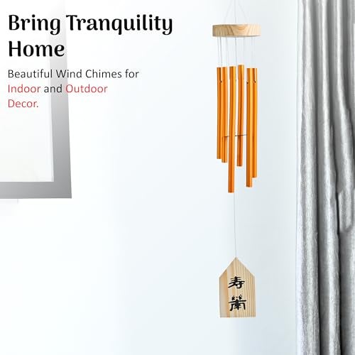 Hindcraft Wind Chimes for Bedroom, Living Room, and Balcony – Home Décor Gift Items for Positive Energy, Housewarming, and Room Décor | Hanging Bells and Showpieces for Home Decoration, Golden 6-Pipe - Image 4