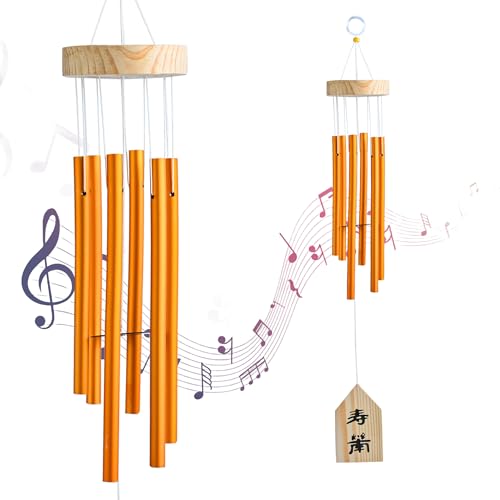 Hindcraft Wind Chimes for Bedroom, Living Room, and Balcony – Home Décor Gift Items for Positive Energy, Housewarming, and Room Décor | Hanging Bells and Showpieces for Home Decoration, Golden 6-Pipe - Image 1