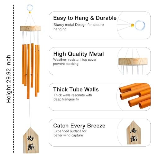 Hindcraft Wind Chimes for Bedroom, Living Room, and Balcony – Home Décor Gift Items for Positive Energy, Housewarming, and Room Décor | Hanging Bells and Showpieces for Home Decoration, Golden 6-Pipe - Image 3