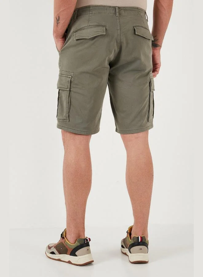 Buratti  Buratti Stretch Cotton Regular Fit Normal Waist Cargo Shorts with Pockets Men's SHORTS 4510S79MILAN for Men | Best Price UAE