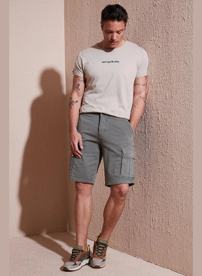 Buratti  Buratti Stretch Cotton Regular Fit Normal Waist Cargo Shorts with Pockets Men's SHORTS 4510S79MILAN for Men | Best Price UAE