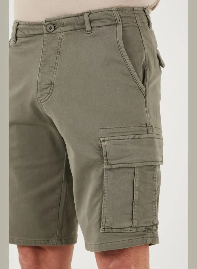 Buratti  Buratti Stretch Cotton Regular Fit Normal Waist Cargo Shorts with Pockets Men's SHORTS 4510S79MILAN for Men | Best Price UAE