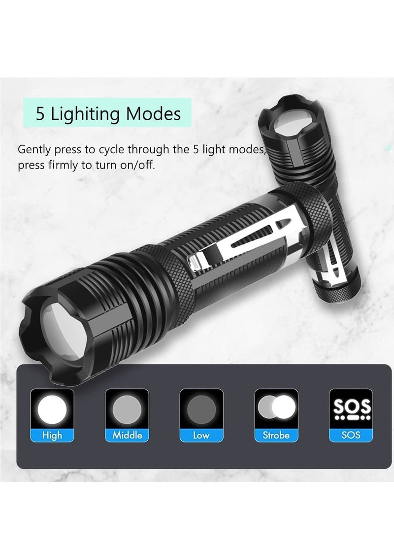 MIni Tactical Flashlight High Lumen, XHP50 LED Mini Portable Flash Light with 5000 Lumen, Zoomable 5 Modes Waterproof EDC Torch with Clip for Outdoor, Emergency, Camping - Image 3