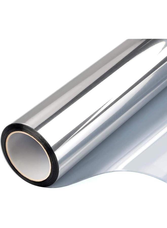 The Bros فيلم نافذة عاكس للخصوصية نهارًا مع معالجة تظليل الأشعة فوق البنفسجية والتحكم في الحرارة ملصقات فينيل لحجب الشمس ورق زجاج تغطية الأبواب لاصق عاكس (17.7 بوصة × 13.1 قدم، فضي) - Image 1