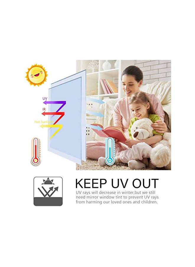 The Bros فيلم نافذة عاكس للخصوصية نهارًا مع معالجة تظليل الأشعة فوق البنفسجية والتحكم في الحرارة ملصقات فينيل لحجب الشمس ورق زجاج تغطية الأبواب لاصق عاكس (17.7 بوصة × 13.1 قدم، فضي) - Image 5