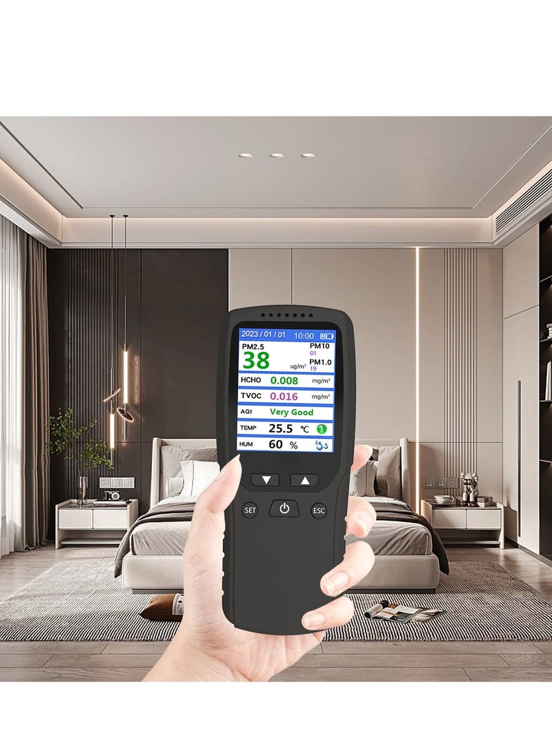 Y&D - Air Quality Monitor, Formaldehyde Detector, Temperature & Humidity Meter, Pollution Tester, Sensor; Detect PM2.5/PM10/PM1.0 Micron Dust, Test Indoor TVOC Volatile Organic Compound Gas; eBook - Image 1