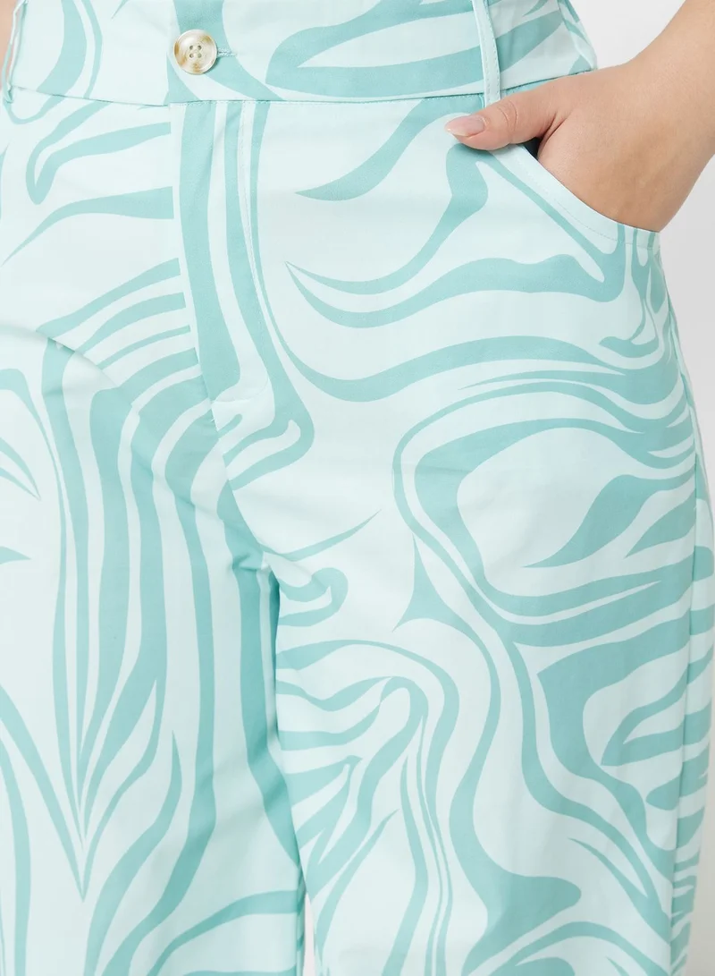 Ginger Plus Marble Print Wide Leg Pants