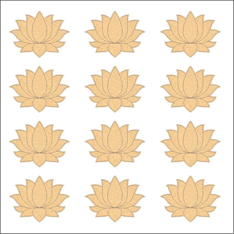 PICRAZEE قطع بيكرازي MDF DIY على شكل لوتس (12 قطعة) - قطع MDF فارغة للأعمال اليدوية، الأعمال الفنية، الديكوباج، فن الراتنج، مشاريع الحرف اليدوية، ديكور المكاتب المنزلية والمناسبات (سمك 5.5 مم) (C9) - Image 2