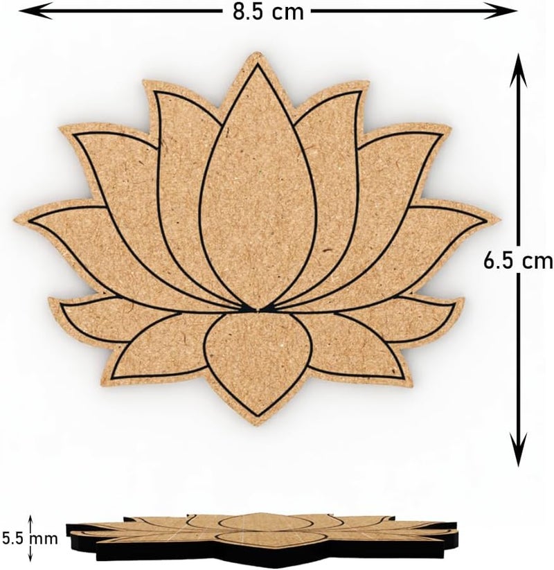 PICRAZEE قطع بيكرازي MDF DIY على شكل لوتس (12 قطعة) - قطع MDF فارغة للأعمال اليدوية، الأعمال الفنية، الديكوباج، فن الراتنج، مشاريع الحرف اليدوية، ديكور المكاتب المنزلية والمناسبات (سمك 5.5 مم) (C9) - Image 4