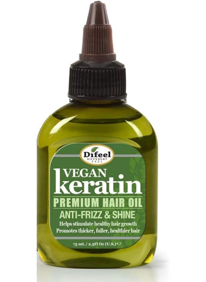 difeel زيت شعر ديفيل كيراتين بريميوم، مضاد للتجاعيد ولامع للشعر الأكثر كثافة وامتلاء، 75 مل - Image 1