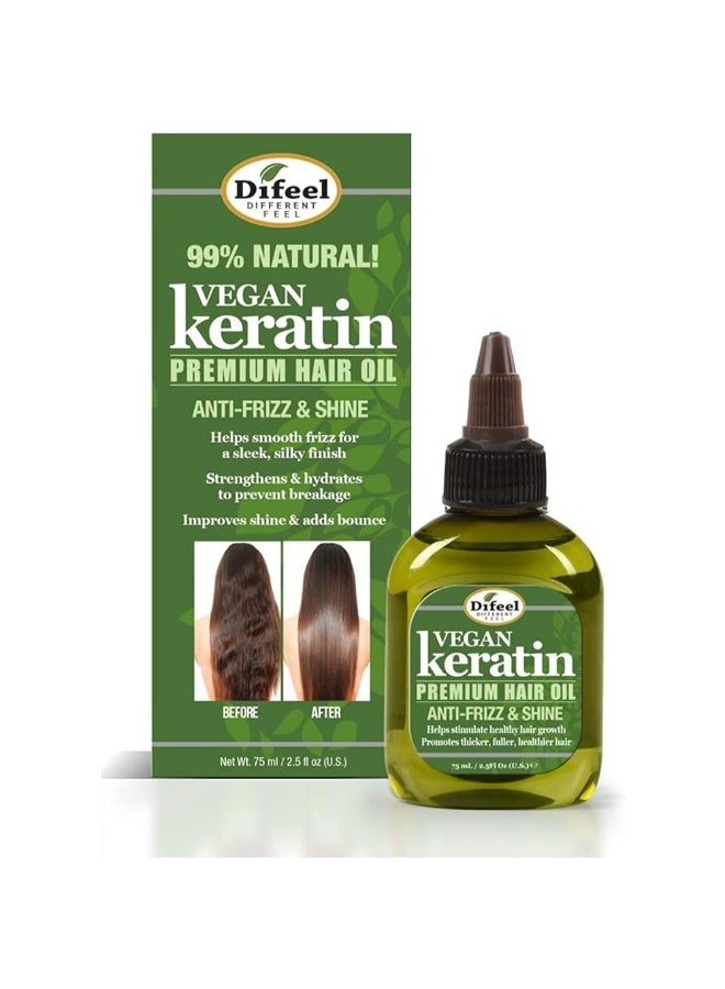 difeel زيت شعر ديفيل كيراتين بريميوم، مضاد للتجاعيد ولامع للشعر الأكثر كثافة وامتلاء، 75 مل - Image 2