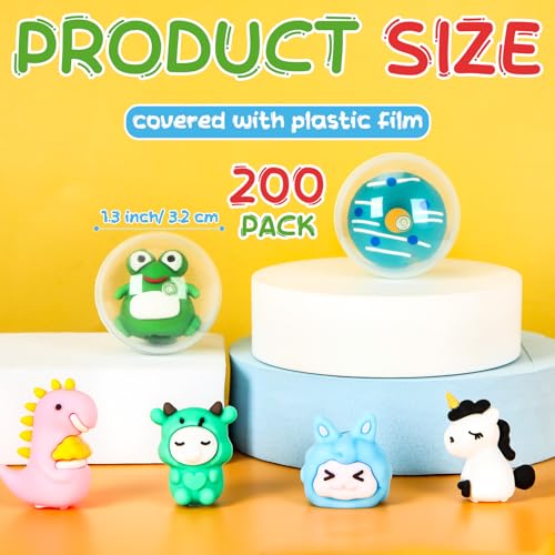Civaner 200 Pcs Gumball Capsules Toys Clear Vending Machine Capsules with Cute Cartoon Toys Mini Round Capsule Gift for Kindergarten Xmas Easter Basket Stuffers Claw Machine Prizes Classroom Prizes - Image 5