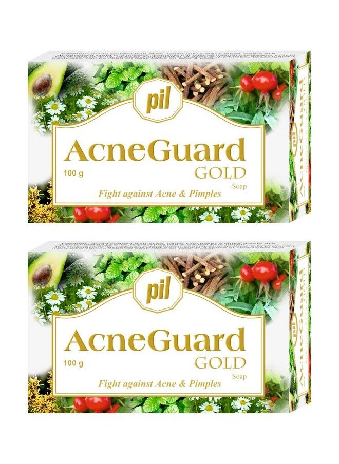 PIL Acneguard Gold Soap With Goodness Of Natural Ingredients ; Clears Pores Pimples Acne Black & Whiteheads For Face & Body ; Lightens Blemishes ; Trusted By Dermatologists (2X100G)  - Image 2