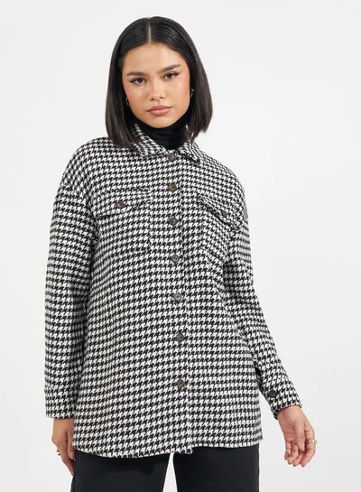 ستايلي شاكيت فضفاض مطبع بنمط مربعات