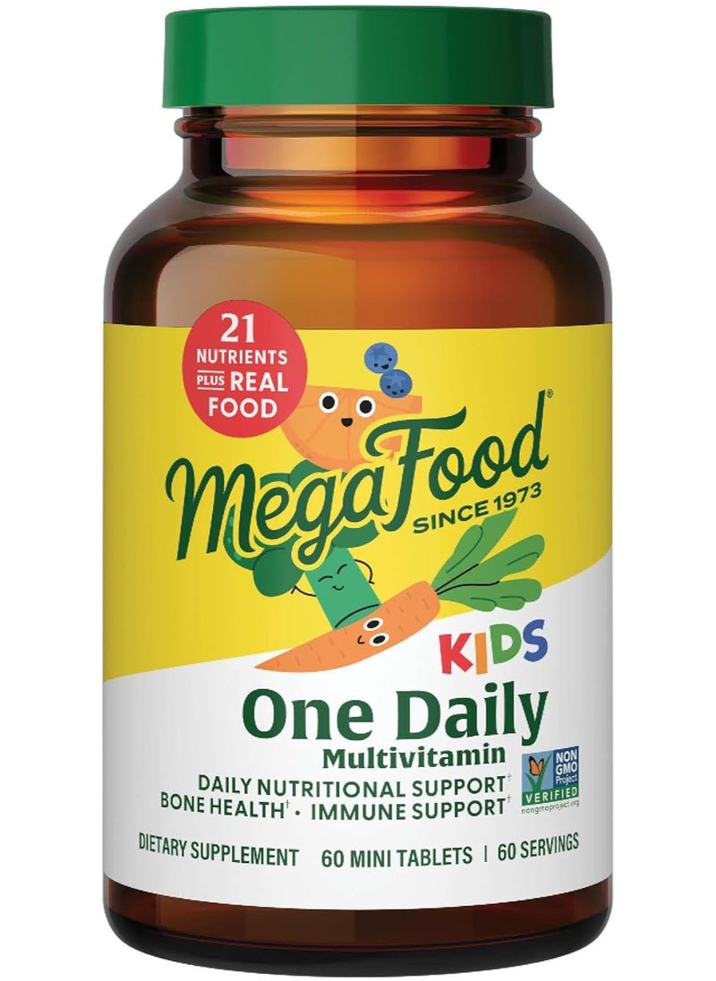 MegaFood MegaFood Kids One Daily-Kids Vitamins-With Vitamin B,Vitamin C,Vitamin D & Zinc-Bone Health & Immune Support Supplement - Non-GMO,Vegetarian,Made Without 9 Food Allergens-60 Mini Tabs-2 Month Supply  - Image 1