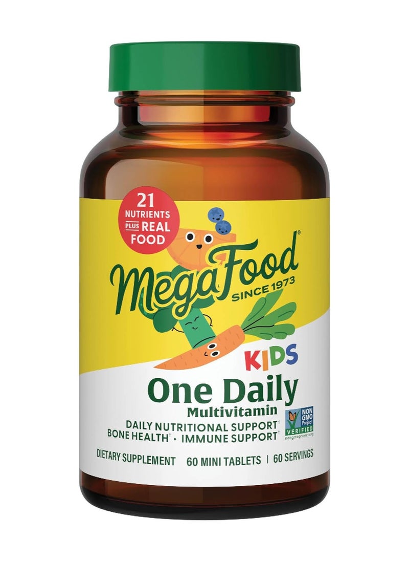 MegaFood MegaFood Kids One Daily-Kids Vitamins-With Vitamin B,Vitamin C,Vitamin D & Zinc-Bone Health & Immune Support Supplement - Non-GMO,Vegetarian,Made Without 9 Food Allergens-60 Mini Tabs-2 Month Supply  - Image 1