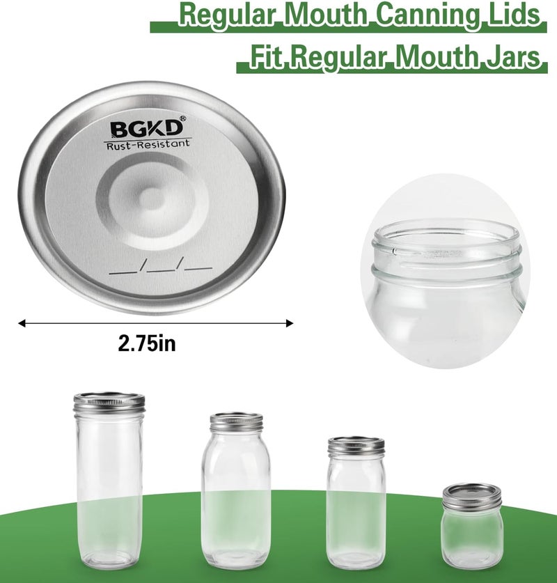 BGKD 24Pcs Rust-Proof Canning Lids Regular Mouth, Regular Mouth Mason Jar Lids for Ball or Kerr, Small Mouth Mason Jars Lids (Only Lids, No Rings) - Image 2