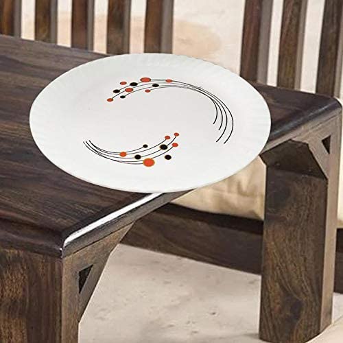 PRIZMA Flower Printed White Reusable 12 Inch Round Printed Plastic Dinner Plates Set/Lunch Plate Set (24) - Image 2