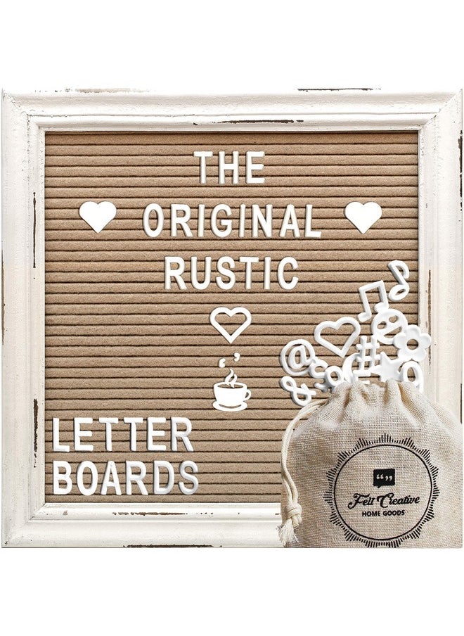 Felt Creative Home Goods Cappuccino Felt Letter Board Back To School Sign With Rustic Wood White Frame Farmhouse Letter Board Sign With Stand Baby Announcement 10X10 Felt Board Changeable Message Board With 350 Letter Set  - Image 1