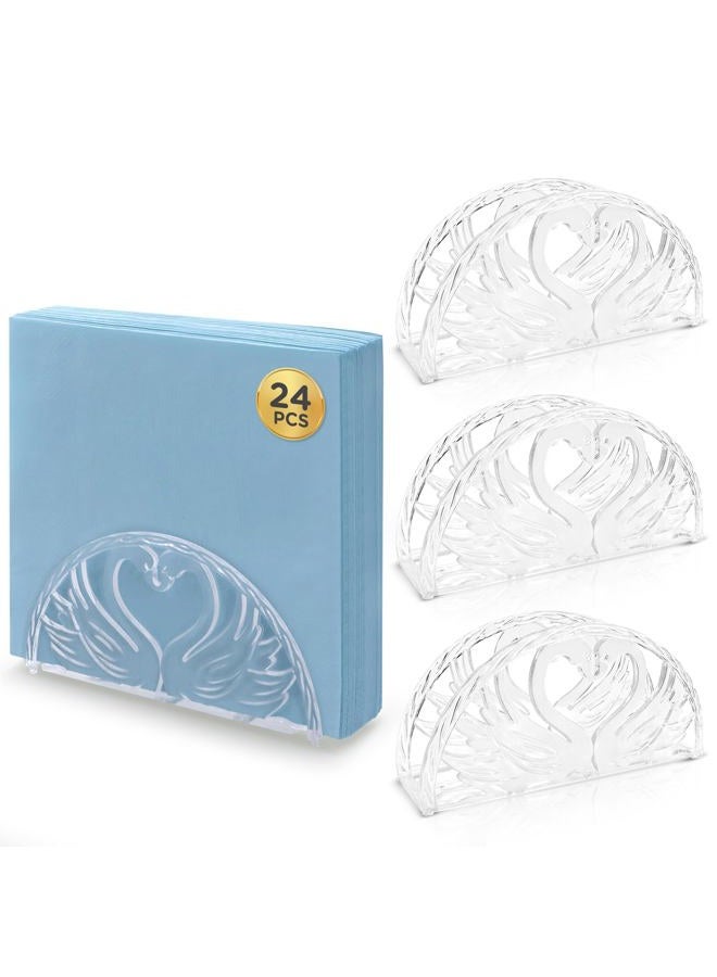 Crafts Central 5.75 Inch Clear Plastic Napkin Holder - 24 Pieces (Swans Design) - Image 1
