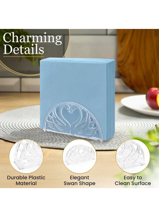 Crafts Central 5.75 Inch Clear Plastic Napkin Holder - 24 Pieces (Swans Design) - Image 2