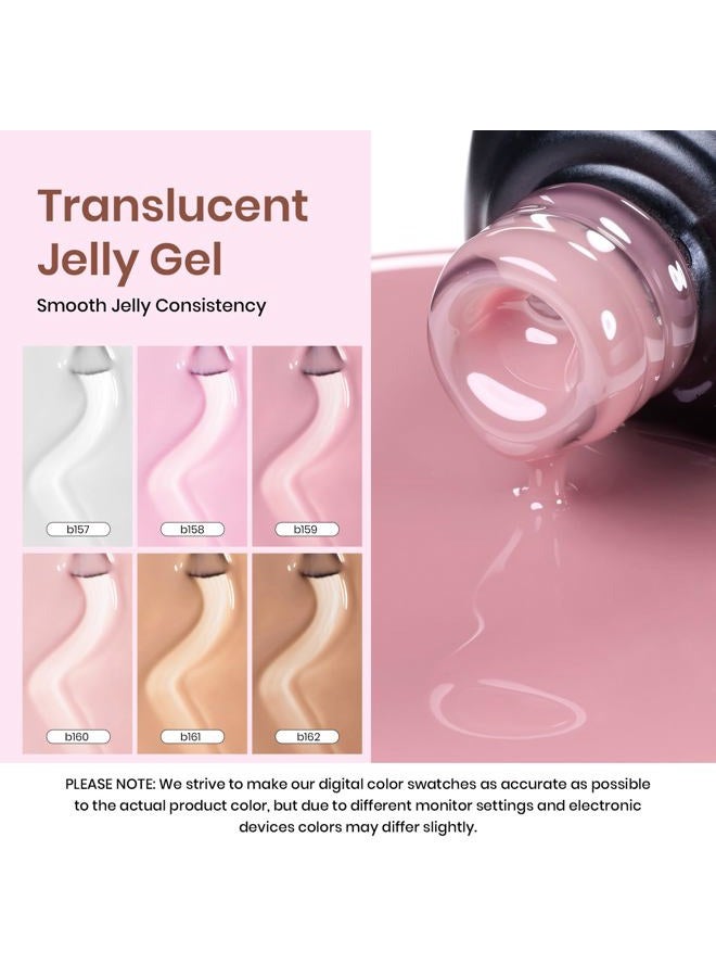 beetles Gel Polish Beetles Jelly Gel Nail Polish Set, 6 Colors Milky White Nude Pink Sheer Brown Gel Polish Kit Nail Concealer Translucent Effect Soak Off Uv French Nail Art Gift for Women Ultimate Monochrome Collection - Image 3
