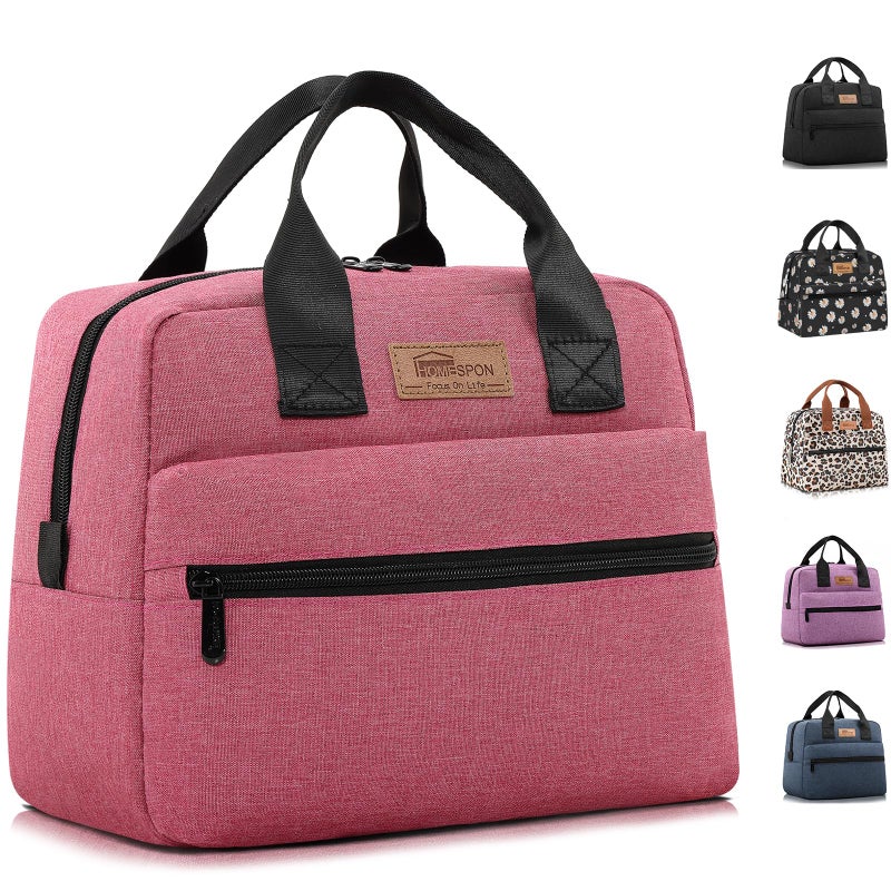 HOMESPON Insulated Lunch Bag for Women Men Lunch Box Cooler Lunch Tote for Work Picnic Rose - Image 2