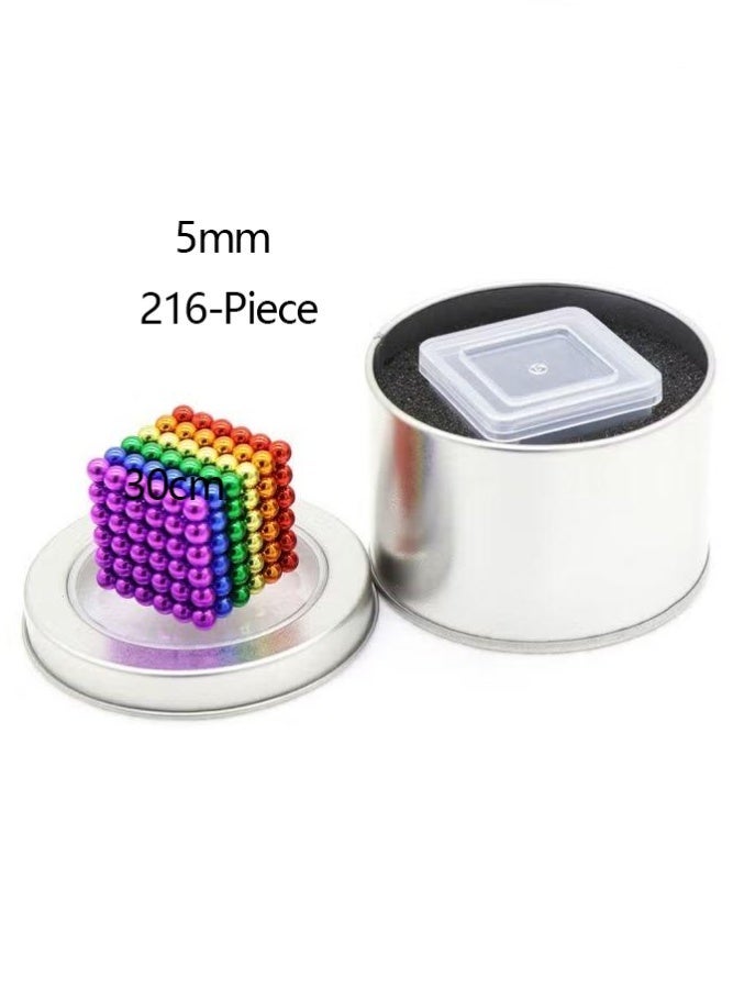 6 Colour 216-Piece Magnetic Educational Toys, 5mm Magnetic Balls Building Set, Creative Magnetic BuckyBalls Puzzle Cube Set - Image 1