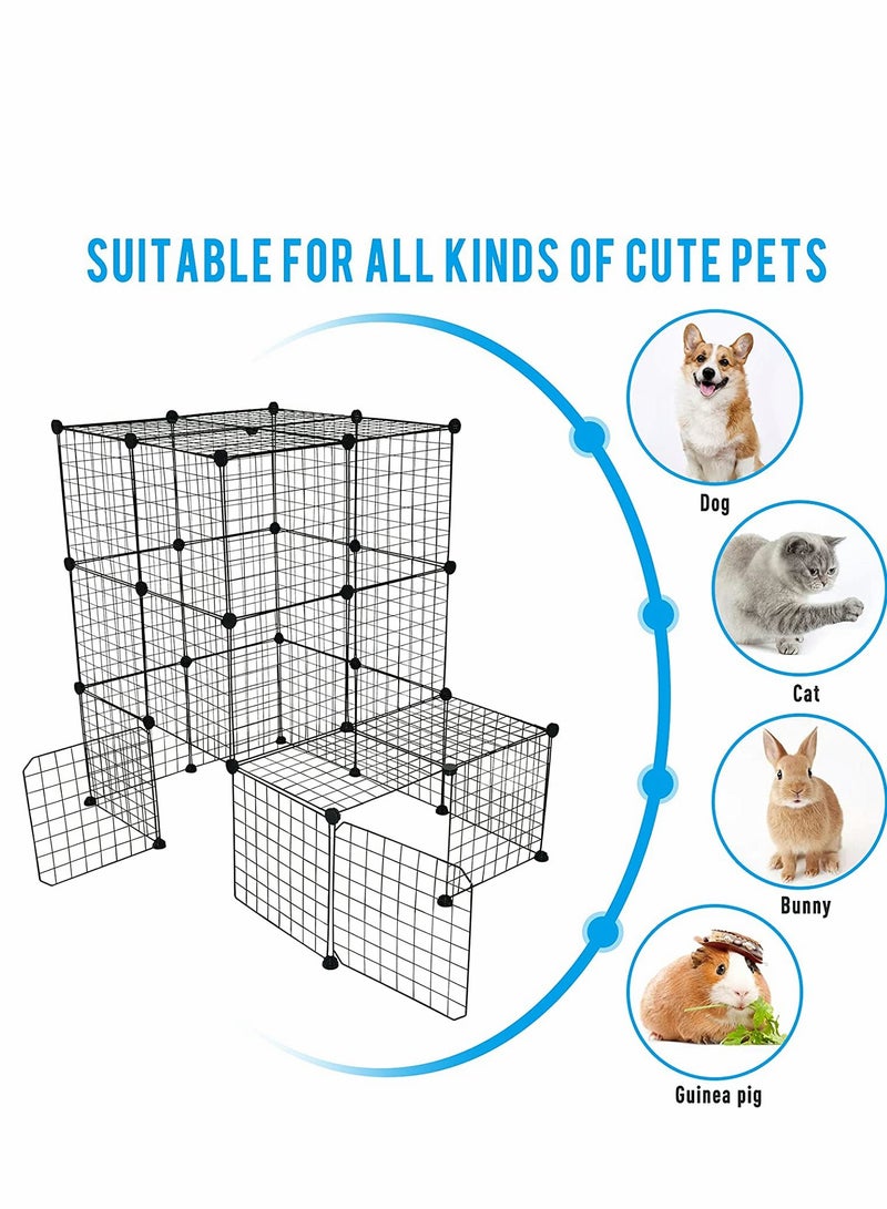 HQ-GAMING Cat Cage Indoor, DIY Small Animal Cage, Detachable Pet Playpen, Portable Metal Wire Animal House for Cat, Rabbit, Ferret(Without Cat Climbing Frame) - Image 3