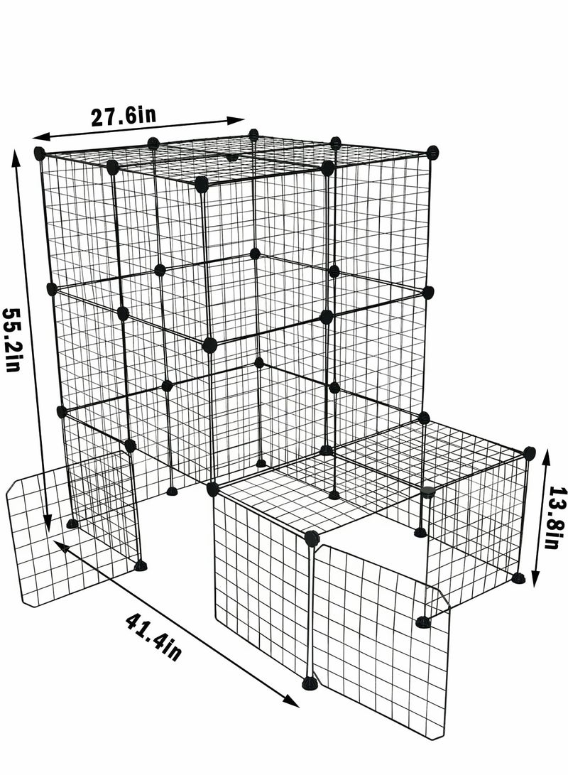 HQ-GAMING Cat Cage Indoor, DIY Small Animal Cage, Detachable Pet Playpen, Portable Metal Wire Animal House for Cat, Rabbit, Ferret(Without Cat Climbing Frame) - Image 2