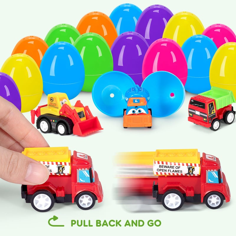 SUGFUT 24 PCS Prefilled Easter Eggs with Toys Pull Back Cars Easter Basket Stuffers for Toddler Gifts for Kids - Easter Party Favors - Image 3