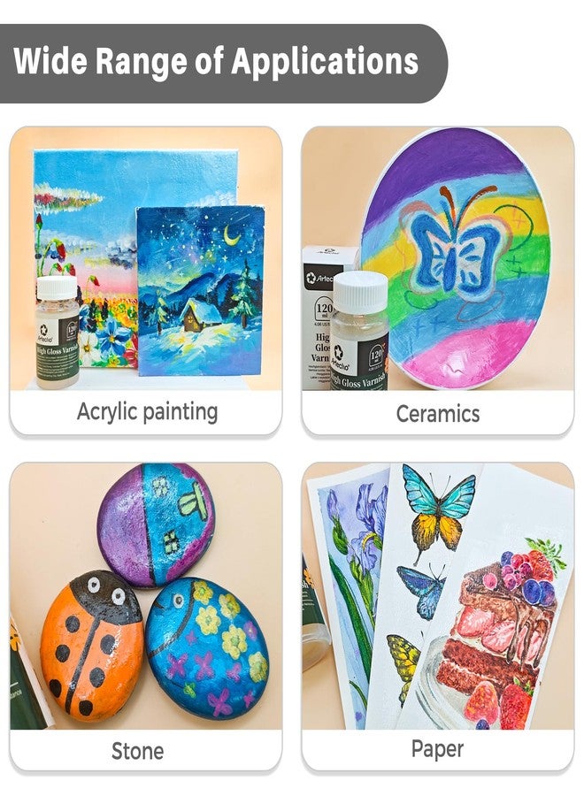 Artecho Varnish for Acrylic Painting 120ml (4oz), High Gloss Varnish for Wood, Clay, Canvas - Image 5