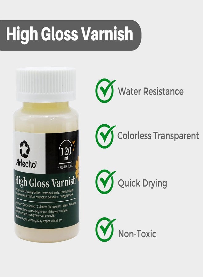 Artecho Varnish for Acrylic Painting 120ml (4oz), High Gloss Varnish for Wood, Clay, Canvas - Image 2