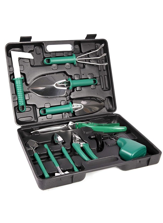 Arabest - Garden Tools Set,10 Pcs Stainless Steel Gardening Tool Kit with Ergonomic Handle,Trowel Rake,Weeder,Pruner Shears,Sprayer,Garden Hand Tools with Carrying Case Gardening Gifts for Men/Women(Green) - Image 1
