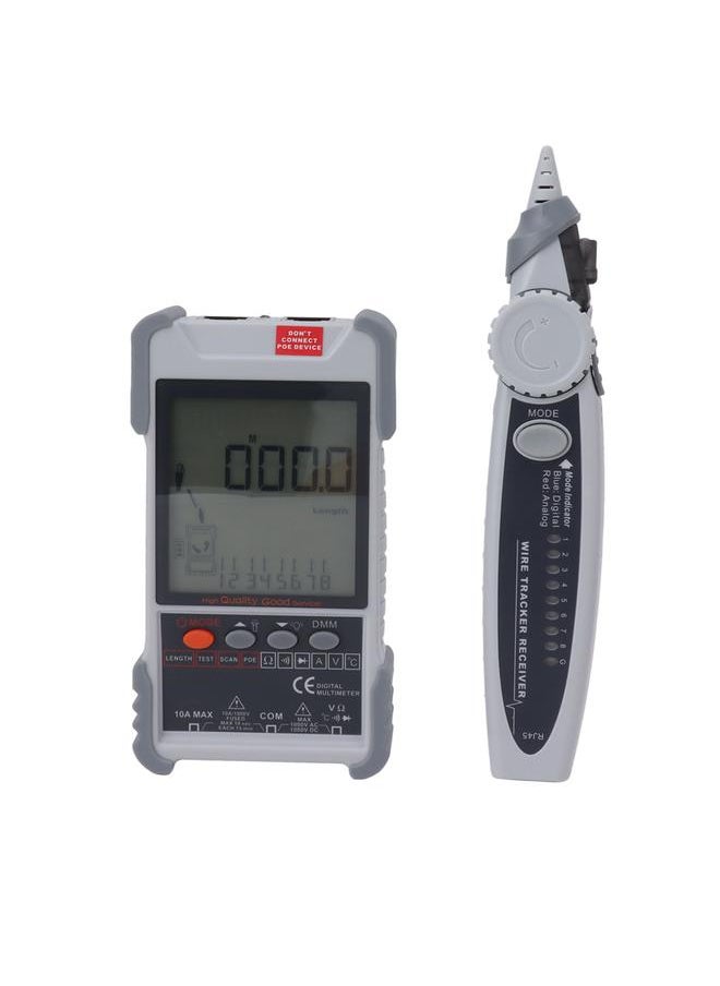 Thoraya 2 in 1 Network Cable Tester Digital Multimeter LCD Screen Network Wire Finder Kit for Metal Cable Mapping Tracing Grey  - Image 2