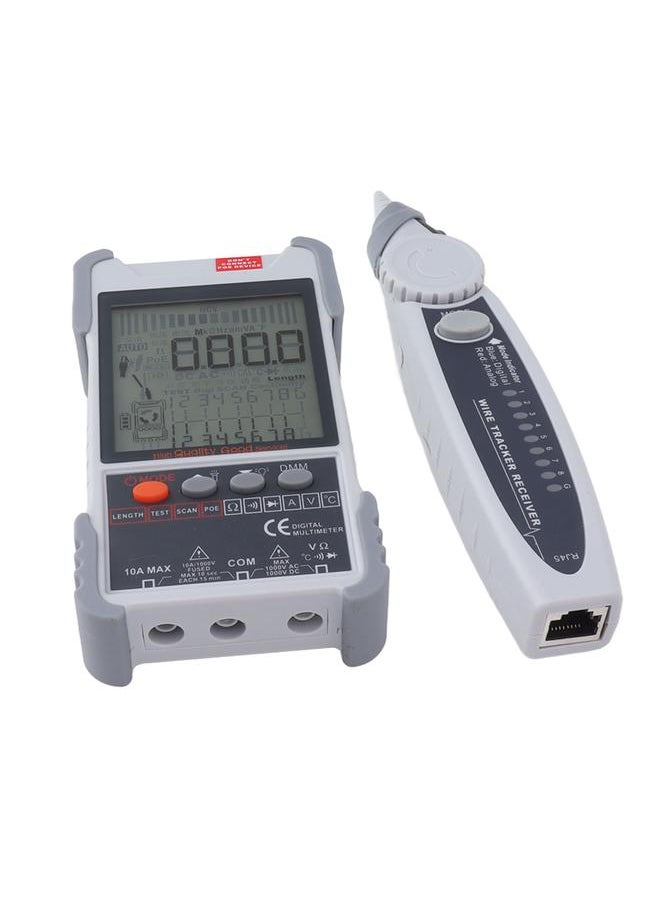 Thoraya 2 in 1 Network Cable Tester Digital Multimeter LCD Screen Network Wire Finder Kit for Metal Cable Mapping Tracing Grey  - Image 4