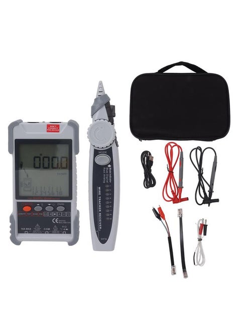 2 in 1 Network Cable Tester Digital Multimeter LCD Screen Network Wire Finder Kit for Metal Cable Mapping Tracing Grey