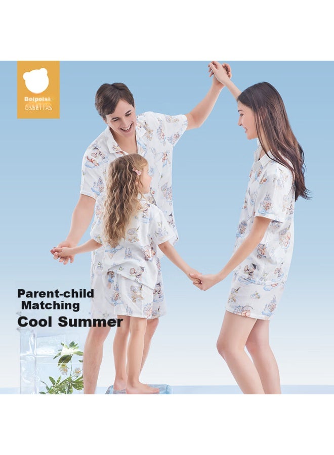 Beptides Peptides Mint Children's Pajamas New Home Wear Set Thin Cool Baby Summer Short Sleeve Clothes - Image 4