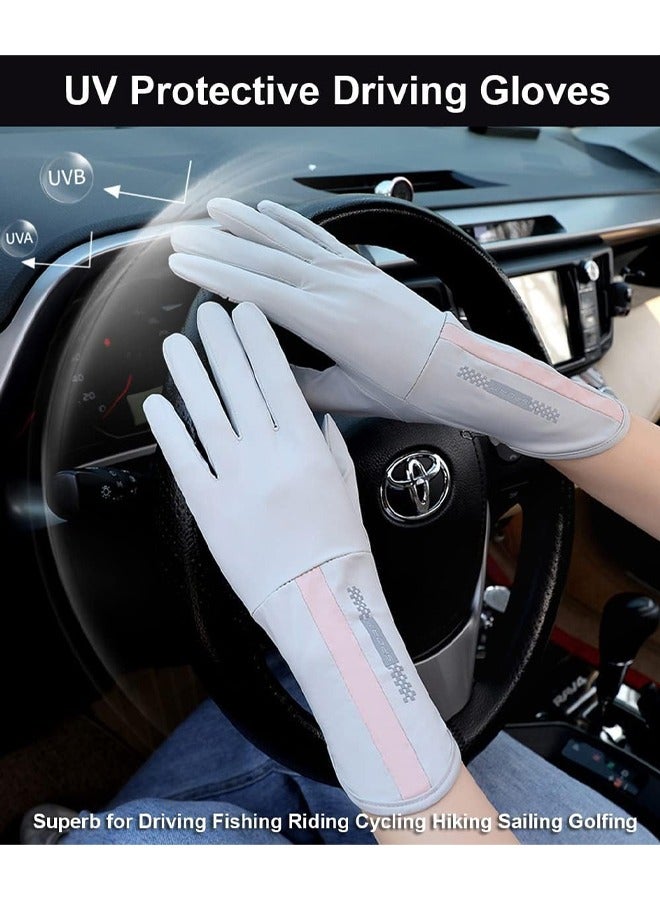 سيدة الصيف الأشعة فوق البنفسجية واقية من الشمس قفازات ، قفازات تعمل باللمس المضادة للانزلاق ، تنفس قفازات رقيقة ، لعبة غولف القيادة ، ركوب الخيل ، صيد السمك ، المشي لمسافات طويلة في الهواء الطلق قفازات ( رمادي ) - Image 3